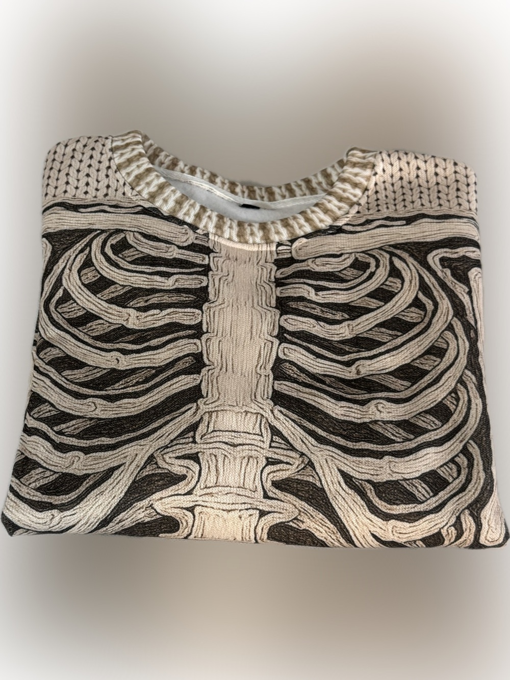 Skeleton Ribcage Knit Sweater in Cream and Black